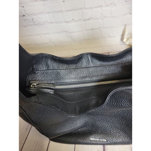 Michael Kors Fulton Pebbled Black Soft Leather Medium Shoulder Bag Handbag - Picture 7 of 10